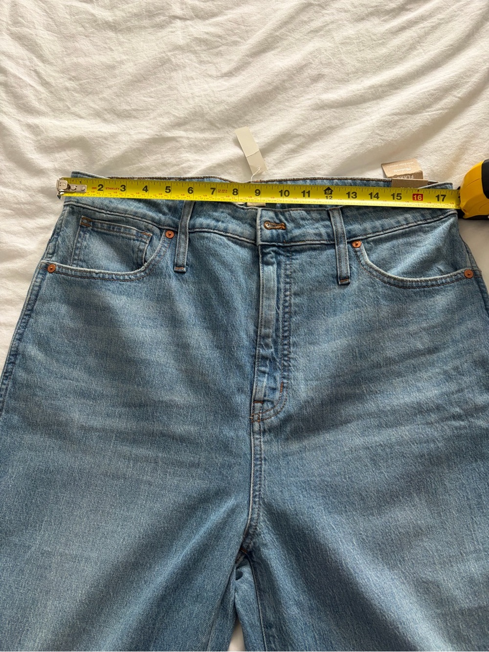 Madewell Light Blue Cotton 11” High Rise Wide-Leg Flare Jeans 33 Tall NWT - Picture 5 of 10